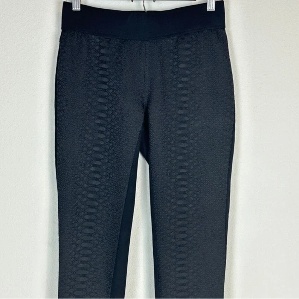 Carmen Marc Valvo Textured Front Black Leggings S